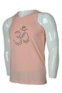 VT221 訂做男裝淨色背心T恤 背心T恤供應商    淺粉色
